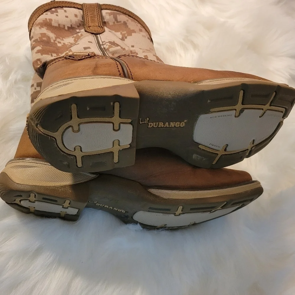 Durango Kids Brown and Camouflage Cowboy Boots 8